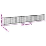 vidaXL Panier gabion avec couvercle 800x50x100 cm fer galvanisé