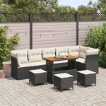 vidaXL Ensemble de canapé de jardin 10 Pièces Noir polyrotin