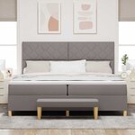 vidaXL Lit à ressorts avec matelas Taupe 200 x 200 cm tissu