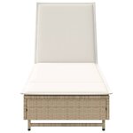 vidaXL Chaise longue avec roues et coussin beige résine tressée