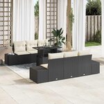 vidaXL Ensemble de canapé de jardin 7 Pièces Noir  Crème 100 x 55 x 73 cm