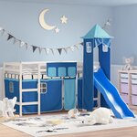 vidaXL Lit mezzanine enfants avec tour sans matelas bleu 90x190 cm