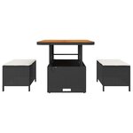 vidaXL Ensemble de salle à manger pour jardin 3 Pièces Noir Poly rotin