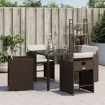 vidaXL Chaises de jardin avec coussins lot de 4 marron résine tressée