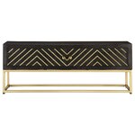 vidaXL Table basse Noir et doré 90x50x35 cm Bois solide de manguier