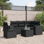 vidaXL Salon de jardin 6 Pièces avec coussins noir résine tressée