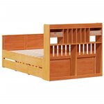 vidaXL Lit bibliothèque sans matelas cire marron 135x190 cm pin massif