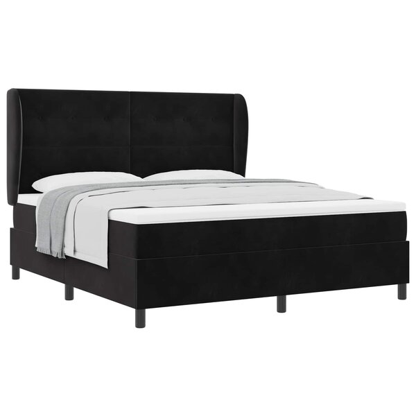 vidaXL Lit à ressorts avec matelas Noir 200 x 180 cm Velours