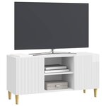 vidaXL Meuble TV Blanc brillant 102 x 34 5 x 50 cm Bois d'ingénierie