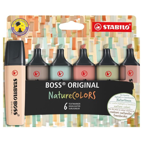 Etui carton x 6 surligneurs BOSS ORIGINAL NatureCOLORS STABILO