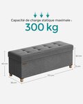 Pouf coffre de rangement tabouret avec repose-pieds pliable banc avec rangement 38 x 38 x 40 cm pour salon chambre gris 12_0007287