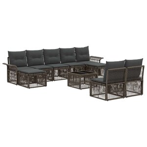 vidaXL Ensemble de canapé de jardin 10 Pièces Gris polyrotin