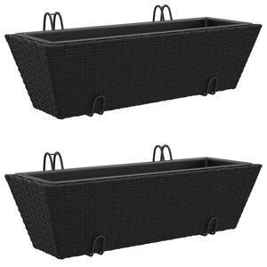 vidaXL Jardinières avec crochets 2 Pièces noir résine tressée