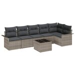 vidaXL Ensemble de canapé de jardin avec coussin 7 Pièces Gris Poly rotin