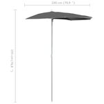 vidaXL Demi-parasol de jardin avec mât 180x90 cm Anthracite