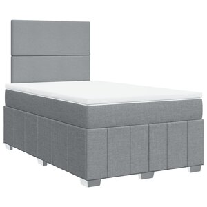 vidaXL Sommier à lattes de lit et matelas gris clair 120x190 cm tissu