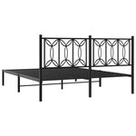 vidaXL Cadre de lit métal sans matelas et tête de lit noir 160x200 cm