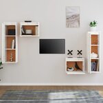 vidaXL Meubles TV 4 Pièces Blanc Bois massif de pin