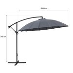 Parasol déporté type Shanghai - diametre 3m - strucutre aluminium avec polyester 220gr - Gris - HYOTY
