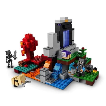 Lego 21172 minecraft™ le portail en ruine jouet pour fille et garçon de 8  ans avec figurines de steve et wither squelette - La Poste