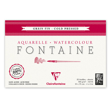Bloc Fontaine 25F grain fin 10x15 300g Carte Postale encollé 4 côtés CLAIREFONTAINE