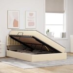vidaXL Lit avec rangement et LED avec matelas Crème 140 x 200 cm tissu