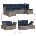 vidaXL Salon de jardin 6 Pièces avec coussins gris résine tressée