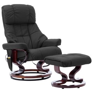 vidaXL Fauteuil de massage inclinable Gris Similicuir et bois courbé