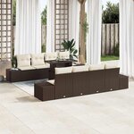 vidaXL Ensemble de canapé de jardin avec coussin 7 Pièces Marron et crème