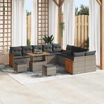vidaXL Ensemble de canapé de jardin 13 Pièces Gris 90 x 55 x 71 cm