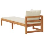 vidaXL Chaise longue avec 1 accoudoir Blanc crème Bois d'acacia solide