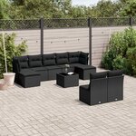 vidaXL Salon de jardin 10 Pièces avec coussins noir résine tressée