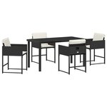 vidaXL Ensemble de salle à manger pour jardin 5 Pièces Noir polyrotin