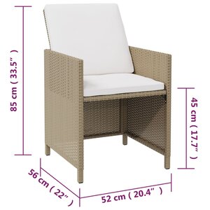 vidaXL Chaises de jardin avec tabourets lot de 2 Résine tressée Beige