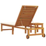 Chaise longue vidaXL avec table et coussin en bois d'acacia