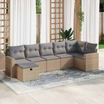 vidaXL Salon de jardin avec coussins 7 Pièces beige résine tressée