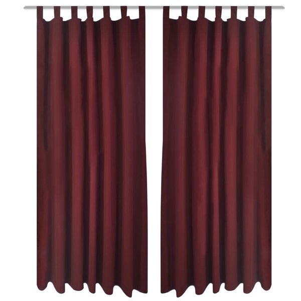2 Pièces Rideau à Passant Micro Satin Bordeaux 140 x 245 cm