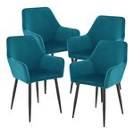 Lot de 4 chaises de salle à manger moderne design robuste 86 x 57 x 56 cm bleu turquoise 03_0009831