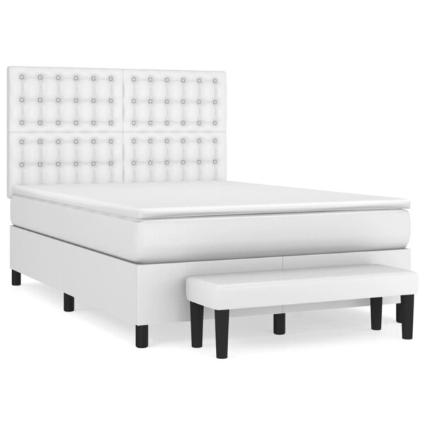 vidaXL Sommier à lattes de lit avec matelas Blanc 140x200cm Similicuir