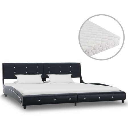 vidaXL Lit avec matelas Noir Similicuir 180 x 200 cm