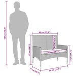 vidaXL Banc de Jardin à 2 Places avec Coussins Gris Résine Tressée