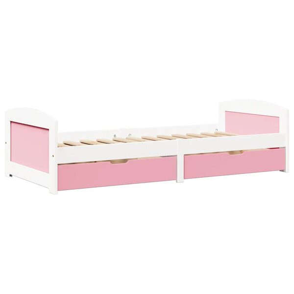 vidaXL Lit de jour et 2 tiroirs sans matelas IRUN blanc rose 90x200 cm
