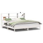 vidaXL Lit bibliothèque sans matelas blanc 200x200 cm bois pin massif