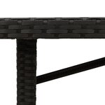 vidaXL Table de jardin avec dessus en verre noir résine tressée