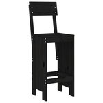 vidaXL Ensemble de bar de jardin 3 Pièces noir bois de pin massif