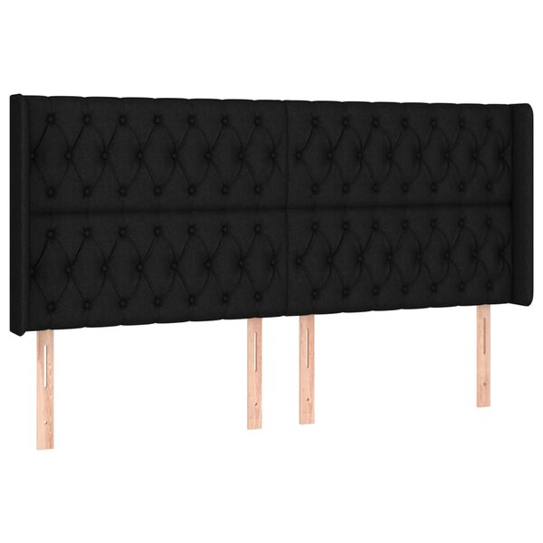 vidaXL Tête de lit avec oreilles Noir 183x16x118/128 cm Tissu