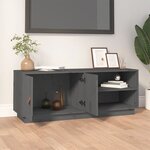 vidaXL Meuble TV Gris 105x34x40 cm Bois de pin massif