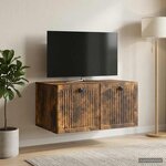 vidaXL Meuble TV mural Chêne fumé 59 5 x 41 x 30 cm Bois d'ingénierie