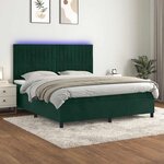 vidaXL Sommier à lattes de lit matelas et LED Vert foncé 160x200 cm