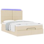 VidaXL Cadre de lit ottoman avec matelas crème 140x190 cm tissu